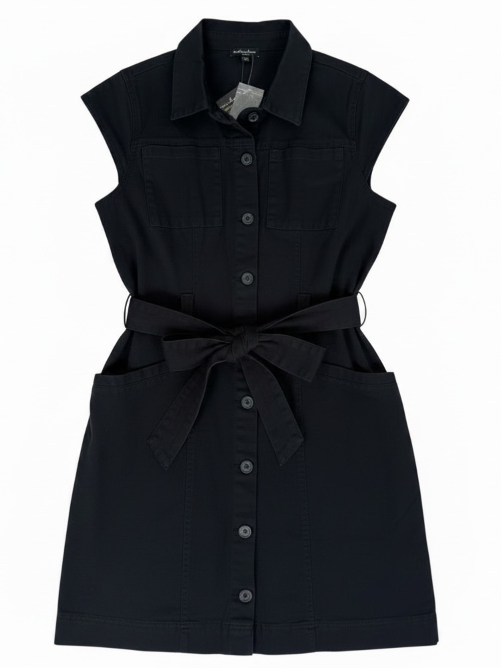 Hunter & Brown Black Utility Shirt Dress Belted NWT Large